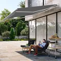GOPLUS Gelenkarmmarkise 295x250cm für Sonnenschutz & Regenschutz, Balkonmarkise mit Handkurbel, Terrassenmarkise Aluminium, Einziehbar