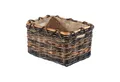 Kobolo Kaminholzkorb Holzkorb aus Rattan und Bananenblatt Jutestoff M