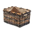 Kaminholzkorb aus Rattan und Bananenblatt mit abnehmbarem Jutestoff Gr1