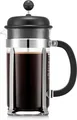 Bodum Caffettiera French Press schwarz 1l 8 Tassen Kaffeebereiter Glas Edelstahl