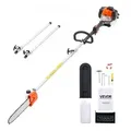VEVOR Benzin-Hochentaster 25ccm 2-Takt, Motorsäge, Teleskopsäge mit 2,12_3,62 m ausziehbarer Stange, 30,5 cm Schwert, 650 ml Kraftstofftank, für ei