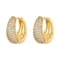 Heideman Ohrringe Feline Damen - aus hochwertigem Edelstahl - gold farbend poliert - Ohrstecker für Frauen mit Stein Zirkonia weiss - Creolen mit 16mm Durchmesser