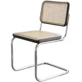 Thonet - S 32 V Stuhl, Chrom / Buche schwarz gebeizt (TP 29) / Rohrgeflecht mit Kunststoffstützgewebe