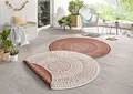 Northrugs Porto In- und Outdoor Teppich Rund – Runder Wendeteppich Wasserfest Mandala Design Flachgewebe Teppich Wetterfest für Balkon, Terrasse, Garten, Wohnzimmer in Terra Creme, ⌀100cm