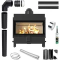 Kamin KRATKI LUCY 16 kW Ø200 Set Zubehör Rohre Luft mit Schließung - Schwarz