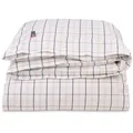 Lexington White/Beige/Navy Checked Cotton Poplin Duvet Cover White/Beige/Navy, 135x200