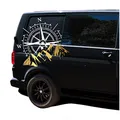 Finest Folia Autoaufkleber Kompass Berge 60x56 cm – Wetterfester Wohnmobil Auto Sticker für Camper Caravan Wohnwagen Offroad Van SUV – Selbstklebende Premium Folie Weiß Gold KX072 KX073