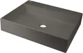 Deante Waschbecken Aufsatzwaschbecken Anthrazit eckig Granitoptik mit Armaturenbank (Komplett-Set)