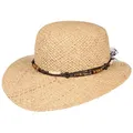 Lipodo Mileka Strohhut Damen Made in Italy Breitkrempiger Raffiahut mit Hutband Stylischer Damenhut aus Raffiastroh Sonnenhut Frühjahr Sommer Natur One Size