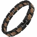Holzwerk NIERSEE Damen Herren Holz & Edelstahl Armband Gliederarmband braun