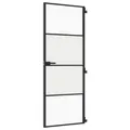 Zimmertür Glastür Innentür Schlank Schwarz 76x201,5 Cm Hartglas Und Aluminium