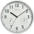 Wanduhr Thermometer Hygrometer 250 mm Küchenuhr Wohnzimmer Luftfeuchtigkeit Temperaturanzeige Analog Bürouhr Moderne Wanduhr - Weiß