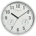 Miraval Wanduhr Thermometer Hygrometer 250 mm Küchenuhr Wohnzimmer Luftfeuchtigkeit Temperaturanzeige Analog Bürouhr Moderne Wanduhr (Weiß)