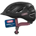 ABUS Stadthelm Urban-I 3.0 - Fahrradhelm mit Rücklicht, Schirm und Magnetverschluss - für Damen und Herren - Schwarz mit Blumen-Muster, Größe L