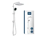 GROHE Vitalio 250, Duschsystem mit Umstellung, wassersparend, 8l pro Min (für vorhandene Armaturen, 2 Strahlarten, Brausestange 74cm), eckig, chrom, 26698001