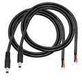 GINTOOYUN Gleichstrom-Pigtails-Kabel, 3FT DC 5.5MM x 2.1MM Stecker zum Bare Wire Open End Netzteil Reparaturkabel für CCTV-Überwachungskamera, DVR, LED-Streifen-Licht usw. (2 Pcs). (MÄNNER)