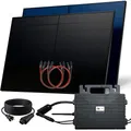 SUNNIVA 1000W Balkonkraftwerk BIFAZIAL FULLBLACK komplett Steckdose ASTRO-E 800W Wechselrichter, PV Solaranlage, 2x 500W Glas Solarmodule, inkl. 5m Kabel, Bluetooth WIFI, Komplettset