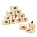 Juvale 12 kleine Holz-Schatzkisten mit Deckel, unbehandelte Mini-Schatztruhen aus Holz, je 5,8 x 3,8 x 3,8 cm