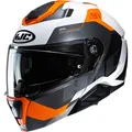 HJC Motorrad Helm XL - i91 Carst - Klapphelm weiß-schwarz-orange