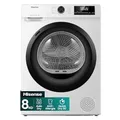 Hisense DHQE800BW2 Wäschetrockner, QE, 8KG, Kondensation mit Wärmepumpe, 15 Programme, Feuchtesensor, Anti Crease, TwinAir, Energieeffizienzklasse D, Weiß