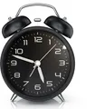 BEARWARE Wecker Analog, rund, mit Licht, Retro, lauter Glockenalarm für Tiefschläfer Einfache Bedienung, weiße Tafel, Beleuchtet, ohne Ticken, Vintage