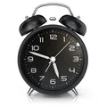 Bearware Wecker Analog Rund Retro-Design Ziffernblatt Schwarz