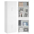 Bellamio Apol Mehrzweckschrank Weiß – Aktenschrank 60 cm breit – Hochschrank aus Holz – Aufbewahrungsschrank mit 5 Fächern & 1 Schublade – Büroschrank, Flurschrank, Allzweckschrank, Schuhschrank