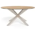 Mid.you Couchtisch Heaven, Natur, Grau, Eiche, Metall, Glas, Keramik, Holzoptik, rund, Sternfuß, 82x40x82 cm, Wohnzimmer, Wohnzimmertische, Couchtische, Couchtische Keramik