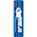Staedtler triplus ball 437 Dreikantiger Kugelschreiber Box mit 4 Stück, sortiert, Linienbreite F (4 Farben, 1 x) (437 FSB4)