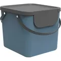 Rotho Mülltrennsystem 40L Albula - Mülleimer 40,0 x 35,8 x 34,0 cm - Abfalleimer Kunststoff mit Griffen - Müllbehälter mit Deckel und Aufklebern - Blau