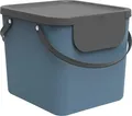 Rotho Albula Abfallbehälter 40L | stapelbar | recycelter Kunststoff | 2 Griffe | 6 Sticker | Blau/Anthrazit