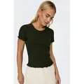 ONLY Rundhalsshirt ONLEMMA S/S SHORT TOP NOOS JRS Rundhals, modisch, regular fit, gewellter Abschluss, unifarben grün S (36)