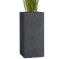 Pflanzwerk® Pflanzkübel TOWER Premium Blumenkübel Pflanzsäule Fiberglas mit Lotus-Effekt schwarz 50 cm x 100 cm x 50 cm