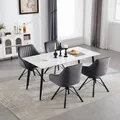 WOLTU Esszimmerstuhl drehbar 1er Set, Samt Sessel Wohnzimmer, Metallbeine, dunkelgrau
