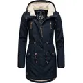 Ragwear Wintermantel Elsie stylischer Winterparka mit Kapuze und Teddyfleece blau XXXL (46)