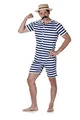 Generique - Badeanzug Retro blau und weiß für Herren - Blau