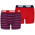PUMA Boxershorts PUMA BOYS EVERYDAY STRIPED BOXERS (2er Pack) ohne Eingriff, mit elastischem Logobund rot 170/176