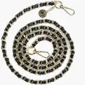 Handykette Ledero schwarz Metall Gold 120cm 2 Karabiner edle Optik