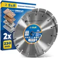 S&R Professional Diamanttrennscheibe 230 x 22,2 mm UNICUT, 2-tlg Set, Diamant-Trennscheibe zum Trennen von Baumaterialien, Beton, Naturstein, Stein, Ziegel, Mauerwerk, besonders hohe Standzeit