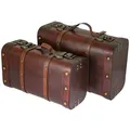 HMF Schatztruhe aus Holz, große Schatzkiste mit Schnappverschlüssen, dekorativer Vintage Koffer für Kindergeburtstag, Hochzeit oder Jubiläum | 2er Set, 40 + 45 cm | Peru