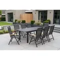 HARTMAN Alice Garten-Essgruppe, xerix/anthrazit, Alu/Sicherheitsglas/2x2 Textilen, 180/240x100 cm, 8 Klappstühle, ausziehbar