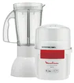 Moulinex AR6801 Chopper & Blender La Moulinette 800 W + Blender Double Blade Edelstahl 200 g und 750 ml 1-2-3 Früchte weiß/rot