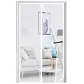 Panngu Fliegengitter Balkontür Magnet 110x220cm, Fliegenvorhang Terrassentür Magnete Türe Ohne Bohren, Fliegennetz Balkon Insektenschutz Tür, Magnetische Moskitonetz Vorhang Weiß
