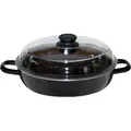 Riess Schmor- Bratpfanne mit Glasdeckel Ø20cm schwarz Emaille - Schwarz