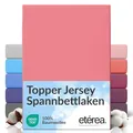 etérea Jersey Topper Spannbettlaken 90x200-100x200 cm Rosa für 5-10 cm Steghöhe 100% Baumwolle - Oekotex Spannbetttuch Matratzen Bett Bezug - Bettlaken 90x200cm - 100x200cm Pink