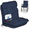 Beautissu 2er Set Niedriglehner Auflagen Set Flair NL Stuhlauflage 100x50x8cm Sitzkissen Niederlehner Gartenstühle Sitzauflagen Stuhlkissen Dunkelblau
