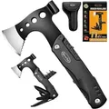 Multitool Beil Männer Geschenk 11-in-1 Axt Messer Hammer Säge Schwarz