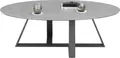 Couchtisch - Grau - Schwarz matt - 120 x 70 cm - Keramik - Metallgestell - Oval