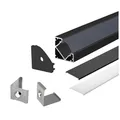 ENERGMiX 2m Schwarze LED Aluprofil Alu Schiene T Profil Kanal System für LED-Streifen inkl. 2 Abdeckung Profil G-S