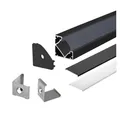 ENERGMiX LED-Stripe-Profil 2m schwarzer Alu Profile Alu Schiene LED Kanal System für LED-Streifen, 200 x 1,9 x 1,9 cm (LxBxH), Material: Aluminium